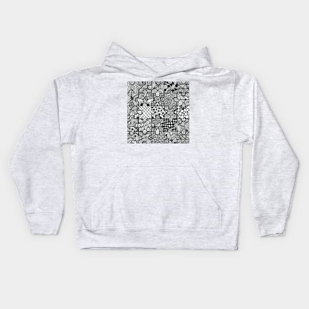 Monochrome Zentangle/Mandala Jigsaw Kids Hoodie by TheHermitCrab